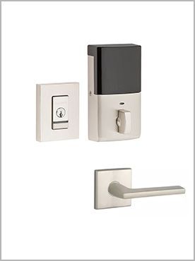 matte silver square door handle and lock